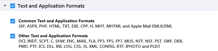 Text and Application Formats